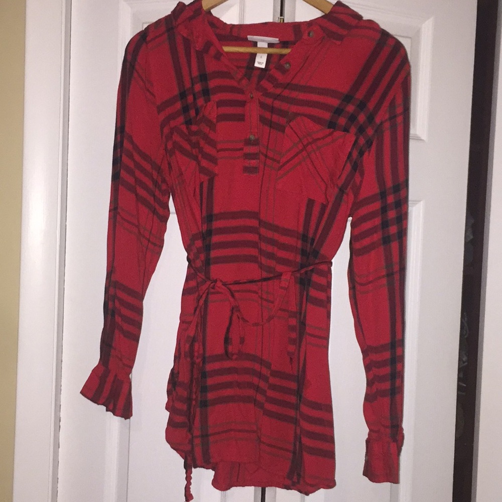 Liz Lange Size Large Plaid Maternity Shirt